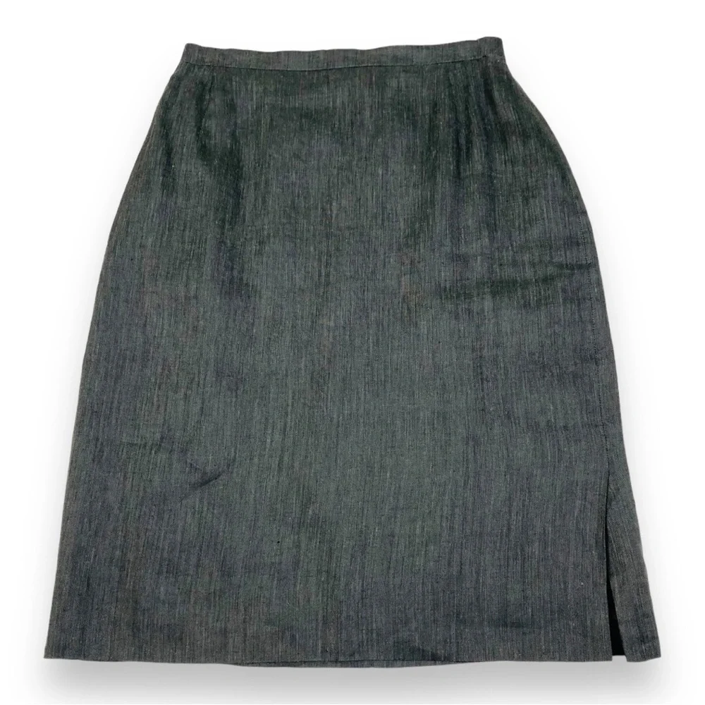 Akris Punto Linen Brown Pencil Skirt - Picture 2 of 12